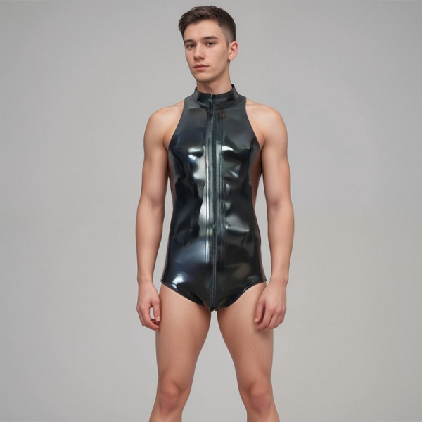 Swim suit (high leg) with front thru zip